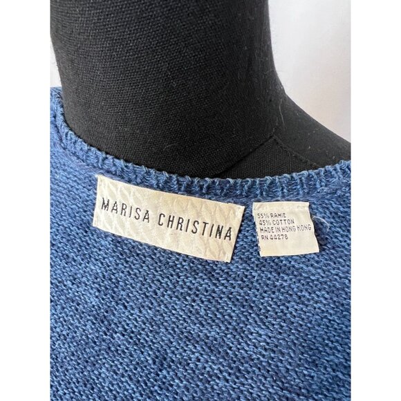 Marisa Christina VTG Christmas Cardigan Vest L Blue Plaid Grandmacore Cottagecor - Picture 6 of 7